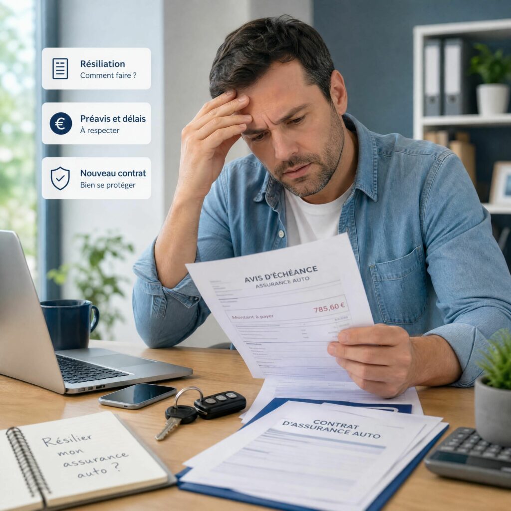 Jeune homme comparant des assurances auto